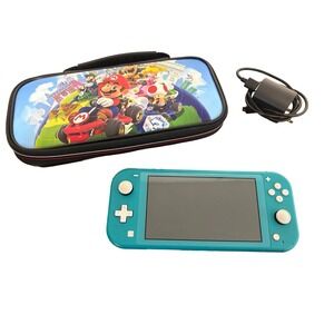 Nintendo Switch Lite Handheld Console - Turquoise, Charger, Mario Carrying Case